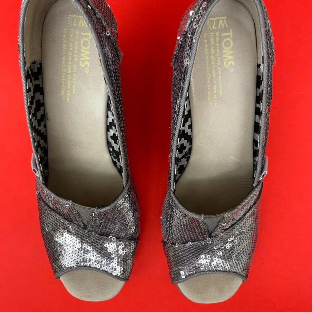 Toms sliver/Gray sequin espadrilles - Picture 2 of 5